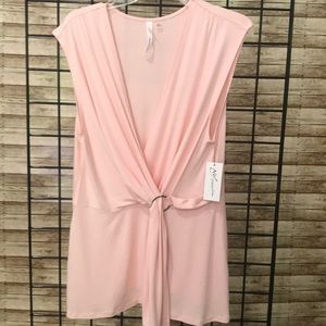 NWT ~ NY COLLECTION Pale Pink Faux Wrap Blouse